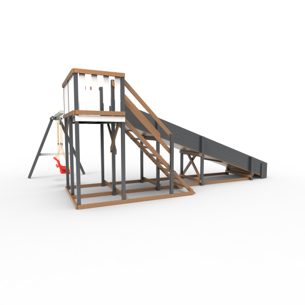 Детская площадка - деревянная горка Пикник "Зима №3" Ультра с качельной балкой