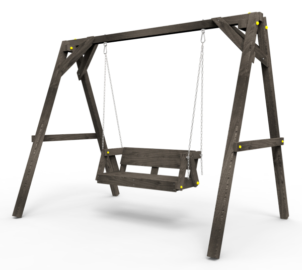 Деревянные качели Пикник 2 "Black" (диванчик на цепях)