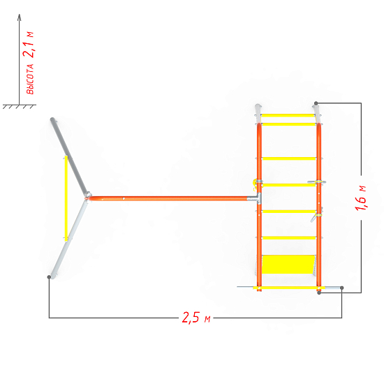картинка УДСК-5.1 "Тарзан-К" с доп. секцией "Качели" оранжевый/серый от магазина Лазалка