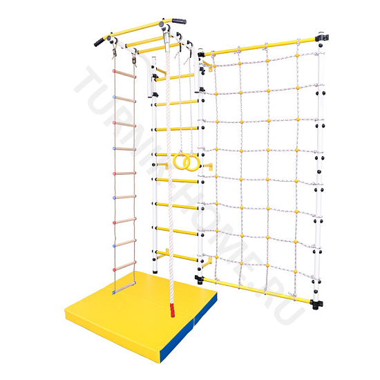 Детский спортивный комплекс ДСК "Turnik Home" с сетью ( белый - желтый )