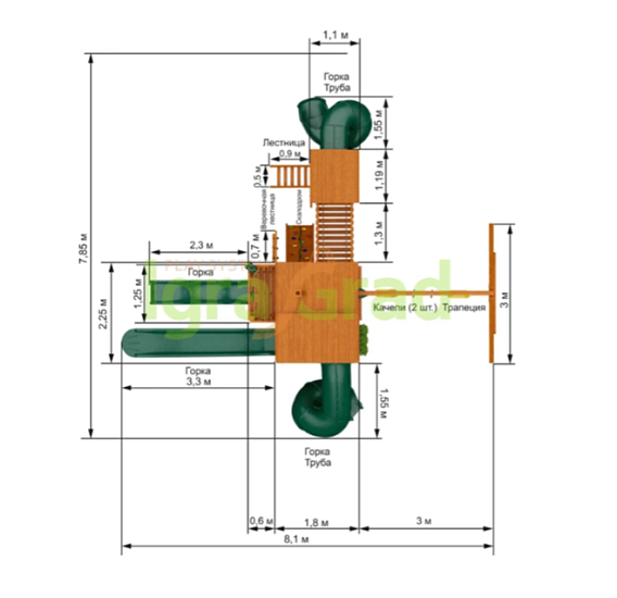 Детская площадка IgraGrad Великан 4 (Макси) мод.2