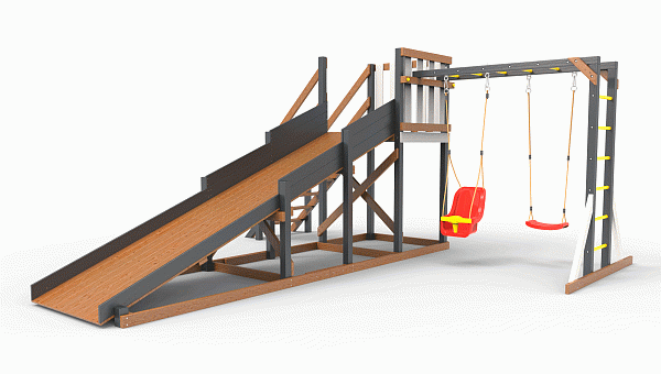 Детская площадка - деревянная горка  Пикник "Зима №2" Ультра с рукоходом