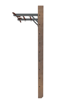 Брашированная шведская стенка "Кастерли" Classic с турником (Черные ступени)