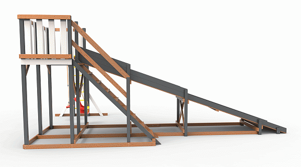 Детская площадка - деревянная горка Пикник "Зима №3" Ультра с рукоходом
