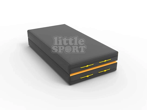 картинка Мат кожзам LittleSport (100х100х10см) складной в 2 сложения черный/желтый от магазина Лазалка