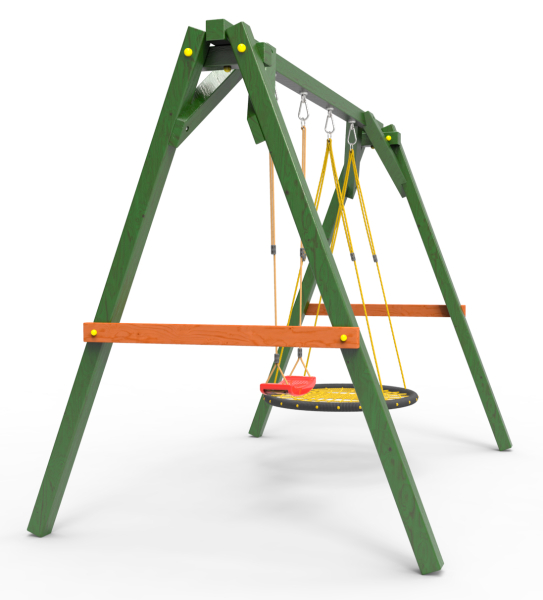 Деревянные качели Пикник 2 "Вега" (качели гнездо 1м + качели долька)