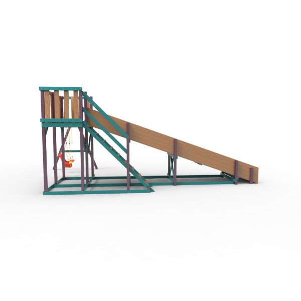 Детская площадка - деревянная горка Пикник "Зима №3" Лила с качельной балкой