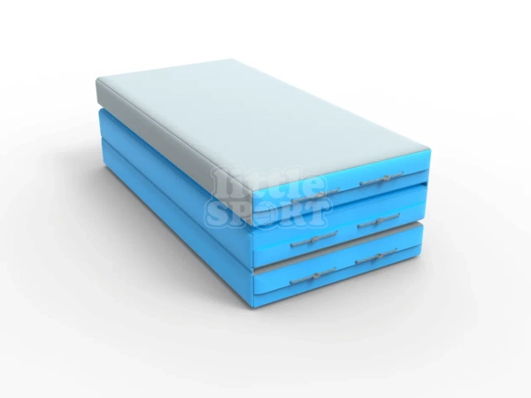 Мат кожзам LittleSport (100х150х10см) складной в 3 сложения серый\голубой