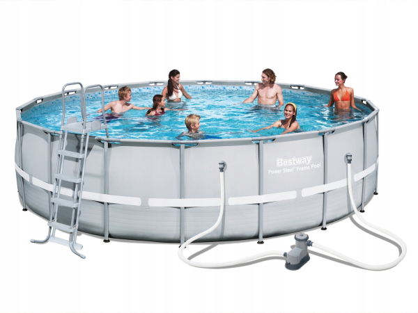 картинка Каркасный бассейн 549х132см, 26000л, фильтр-насос 5678л/ч, тент, лестница, Bestway, 56427 BW от магазина Лазалка