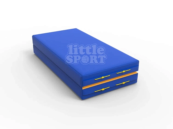 картинка Мат кожзам LittleSport (100х100х10см) складной в 2 сложения  синий/желтый от магазина Лазалка