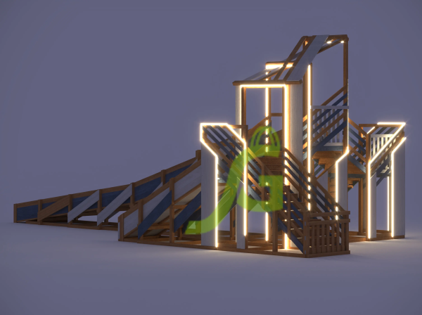 картинка Зимняя деревянная горка "IgraGrad Snow Fox 12 м" с двумя скатами мод.624 от магазина Лазалка