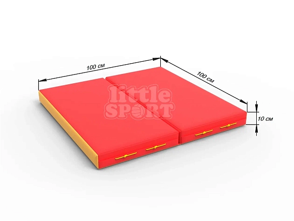 картинка Мат кожзам LittleSport (100х100х10см) складной в 2 сложения красный/желтый от магазина Лазалка