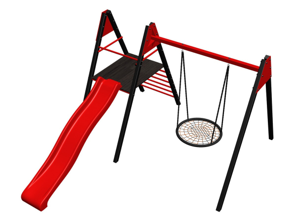 картинка Уличные качели Sv Sport Maxi с горкой УК142.5В1 (4.0м/Гнездо 115см/Подвесы на втулке 1к) от магазина Лазалка
