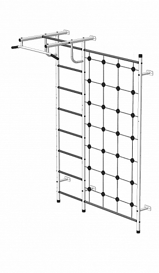 Детский спортивный комплекс ДСК "Пионер-С3н" с сетью (пристеночный) белый-серый