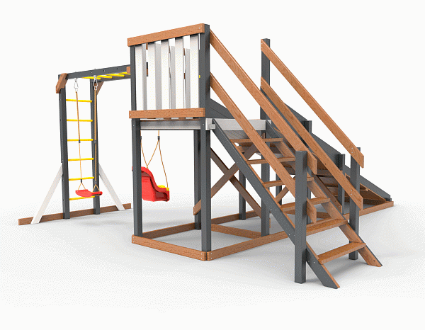 Детская площадка - деревянная горка  Пикник "Зима №2" Ультра с рукоходом
