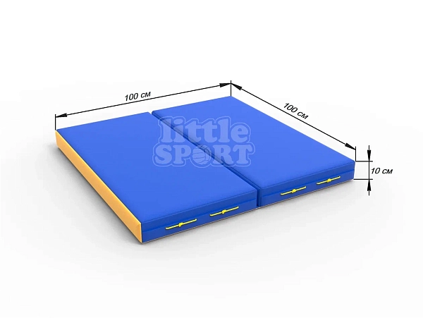 картинка Мат кожзам LittleSport (100х100х10см) складной в 2 сложения  синий/желтый от магазина Лазалка