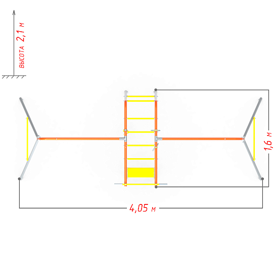 картинка УДСК-5.2 "Тарзан-К2" с двумя доп. секцией "Качели" оранжевый/серый от магазина Лазалка